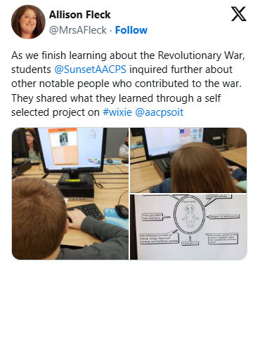 As we finish learning about the Revolutionary War, students inquired further about other notable people who contributed to the war. They shared what they learned through a self selected project on Wixie