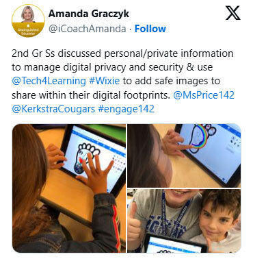 2nd Gr Ss discussed personal/private information to manage digital privacy and security and use #Wixie to add safe images to share within their digital footprints.