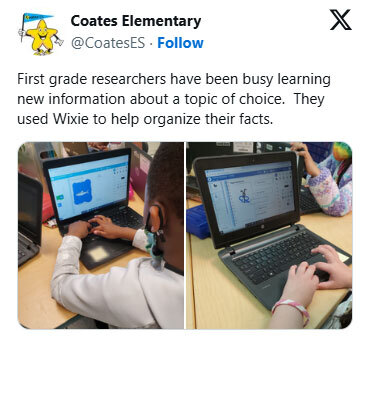 First grade researchers have been busy learning new information about a topic of choice. They used Wixie to help organize their facts.