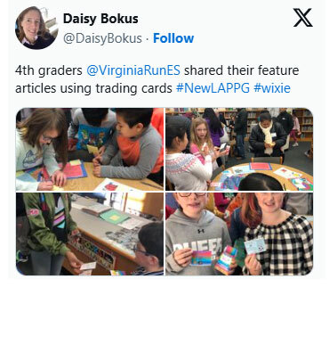 4th graders @VirginiaRunES shared their feature articles using trading cards