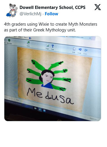 4th graders using Wixie to create Myth Monsters as part of their Greek Mythology unit.