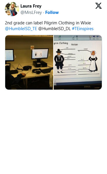 2nd grade can label Pilgrim Clothing in Wixie