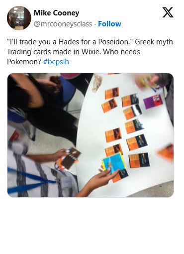 'I will trade you a Hades for a Poseidon.' Greek myth Trading cards made in Wixie. Who needs Pokemon?