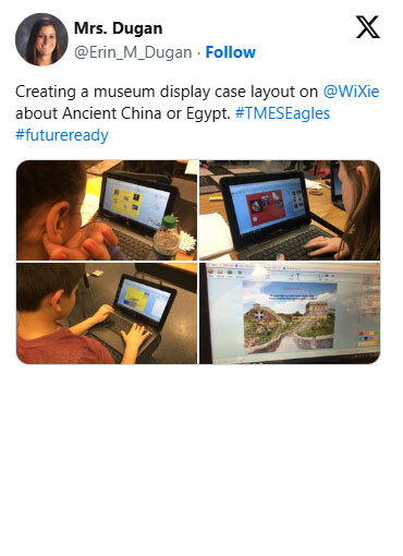 Creating a museum display case layout on Wixie about Ancient China or Egypt.