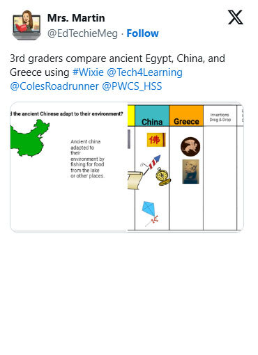 3rd graders compare ancient Egypt, China, and Greece using Wixie