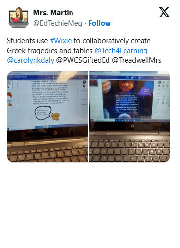 Students use Wixie to collaboratively create Greek tragedies and fables