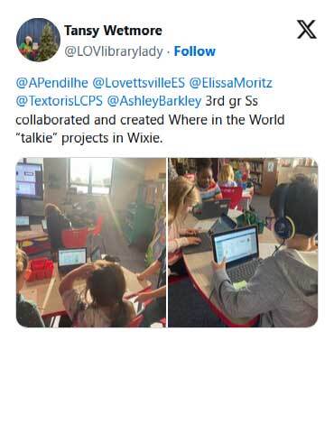 Fourth grade students collaborated and created Where in the World 'talkie' projects in Wixie.